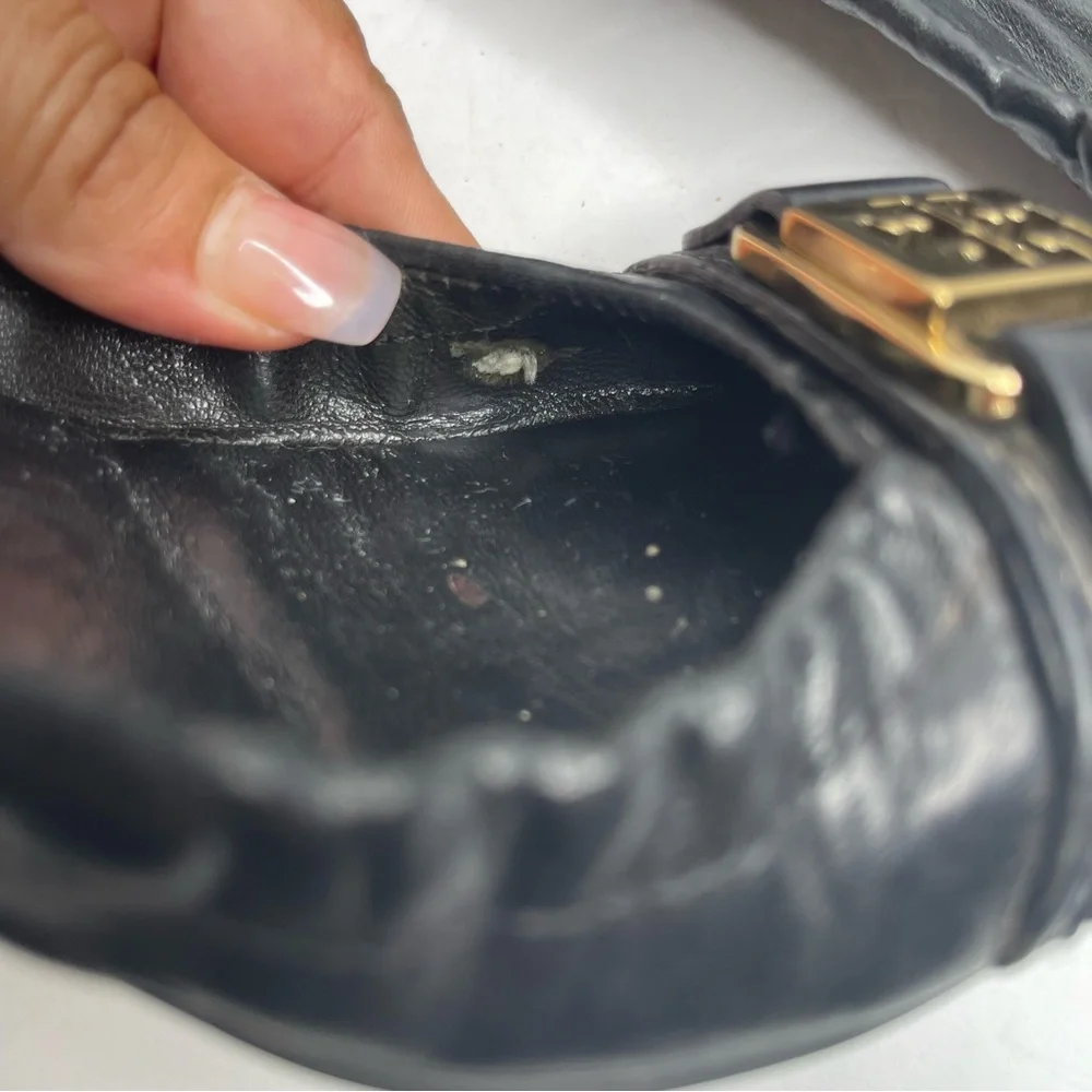 Tory Burch Black Ambrose Mestico Finni Leather Ballet Flat Size 5.5 Classic